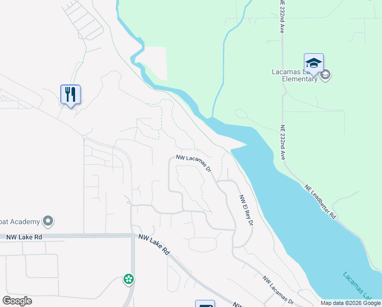 map of restaurants, bars, coffee shops, grocery stores, and more near 3135 NW Lacamas Dr in Camas