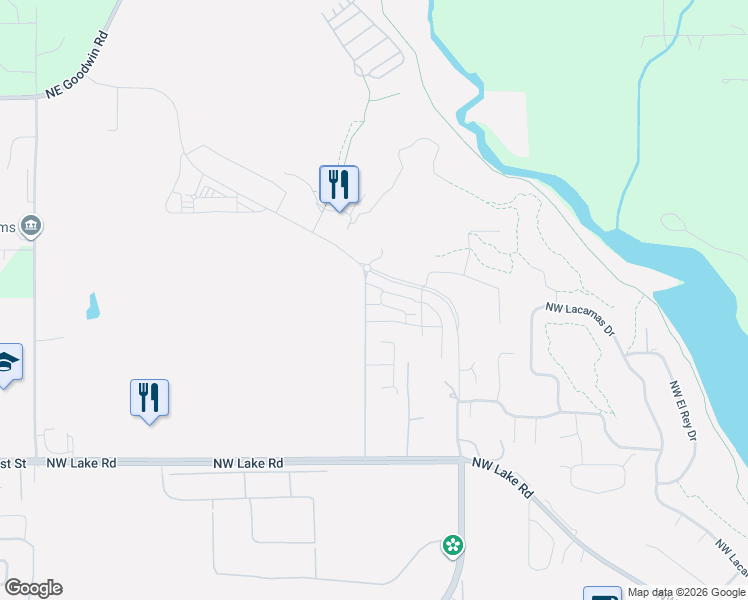 map of restaurants, bars, coffee shops, grocery stores, and more near 6507 Northwest Olympic Lane in Camas