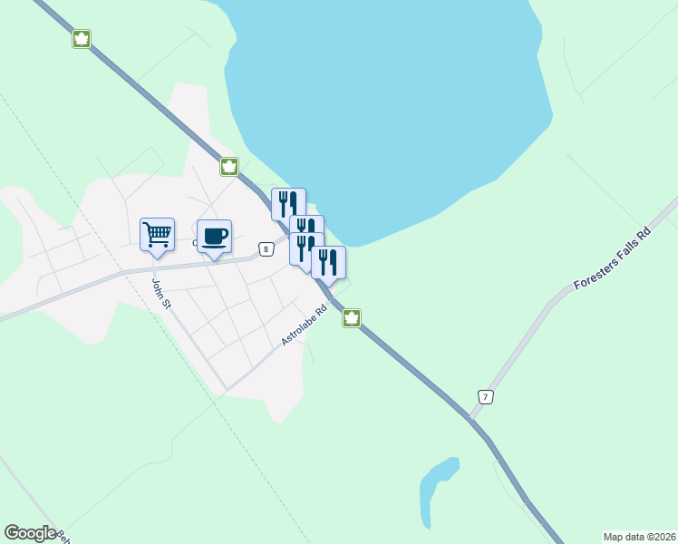 map of restaurants, bars, coffee shops, grocery stores, and more near 3 Bonnechere Street in Whitewater Region
