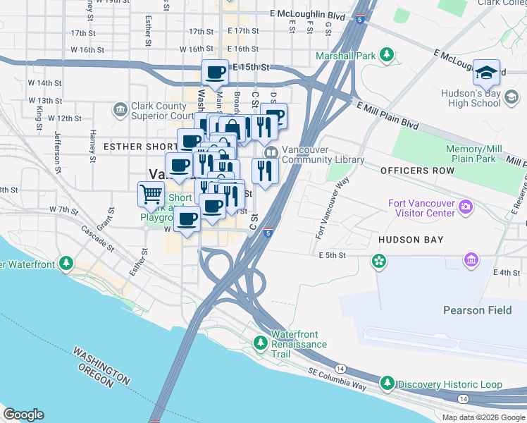 map of restaurants, bars, coffee shops, grocery stores, and more near 330 East 7th Street in Vancouver