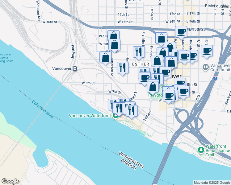 map of restaurants, bars, coffee shops, grocery stores, and more near 911 West 7th Street in Vancouver