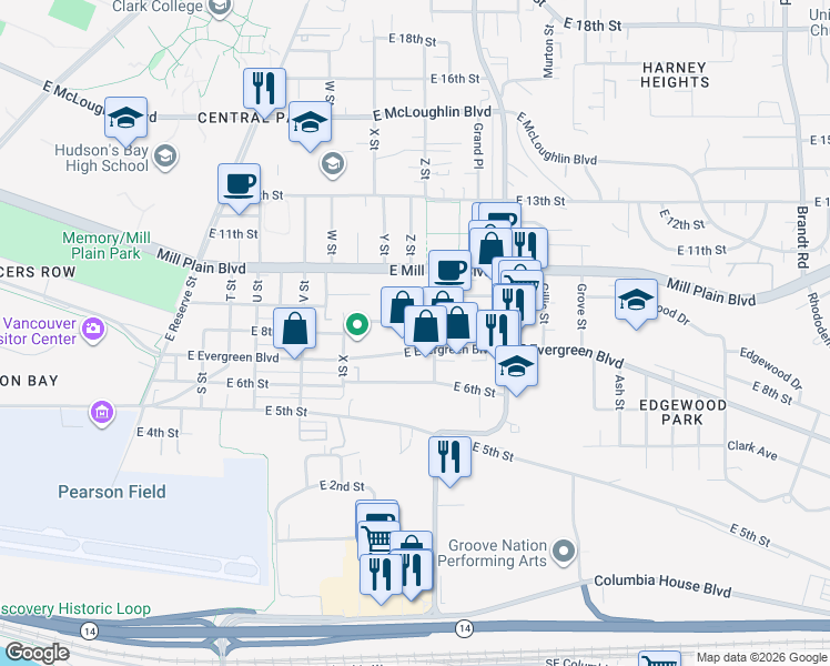 map of restaurants, bars, coffee shops, grocery stores, and more near 2605 East 8th Street in Vancouver
