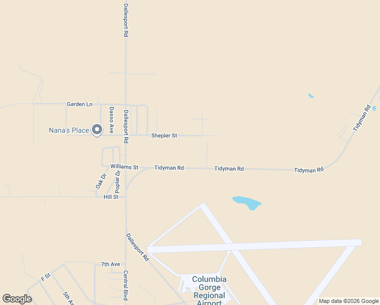 map of restaurants, bars, coffee shops, grocery stores, and more near 33 Tidyman Road in Dallesport