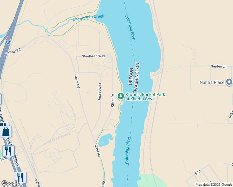 map of restaurants, bars, coffee shops, grocery stores, and more near 3636-3648 Klindt Dr in The Dalles