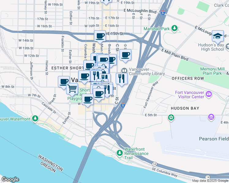 map of restaurants, bars, coffee shops, grocery stores, and more near 265 East 8th Street in Vancouver