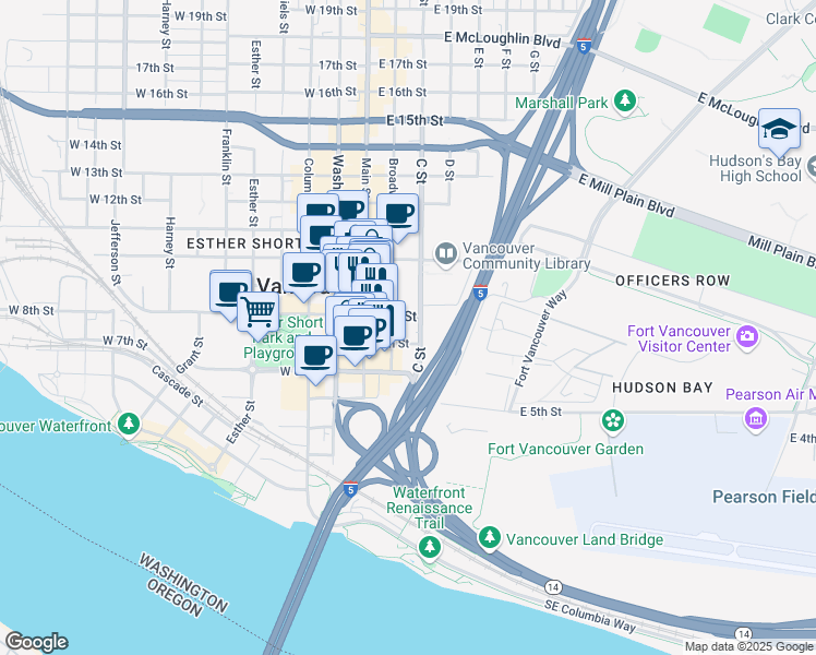 map of restaurants, bars, coffee shops, grocery stores, and more near 255 East 8th Street in Vancouver