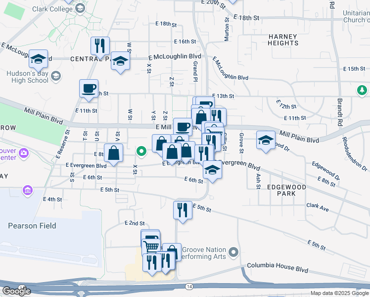 map of restaurants, bars, coffee shops, grocery stores, and more near 2700 East 8th Street in Vancouver