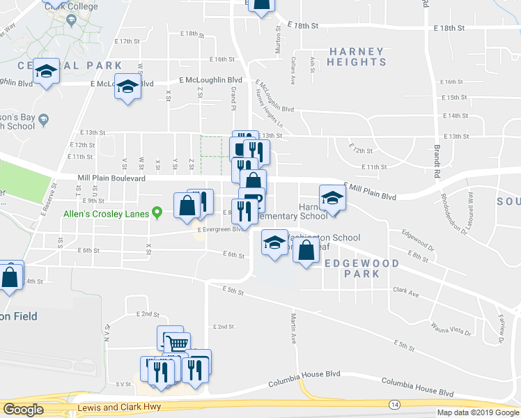 map of restaurants, bars, coffee shops, grocery stores, and more near 803 Grand Boulevard in Vancouver