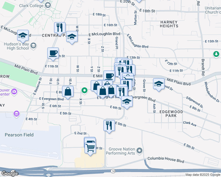map of restaurants, bars, coffee shops, grocery stores, and more near 2700 East 8th Street in Vancouver