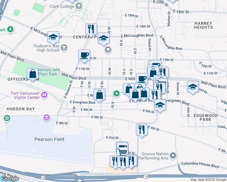 map of restaurants, bars, coffee shops, grocery stores, and more near 813 W Street in Vancouver