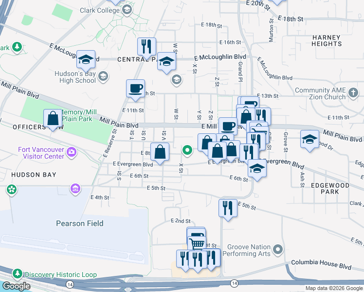map of restaurants, bars, coffee shops, grocery stores, and more near 813 W Street in Vancouver
