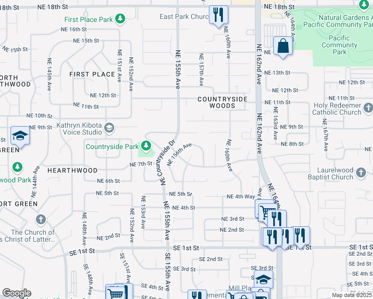 map of restaurants, bars, coffee shops, grocery stores, and more near 809 Northeast 156th Avenue in Vancouver