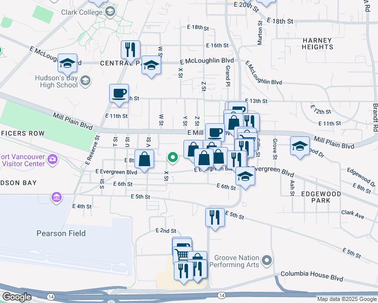 map of restaurants, bars, coffee shops, grocery stores, and more near 2606 East 8th Street in Vancouver