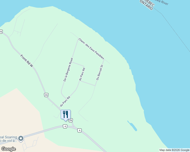 map of restaurants, bars, coffee shops, grocery stores, and more near in Prescott and Russell United Counties