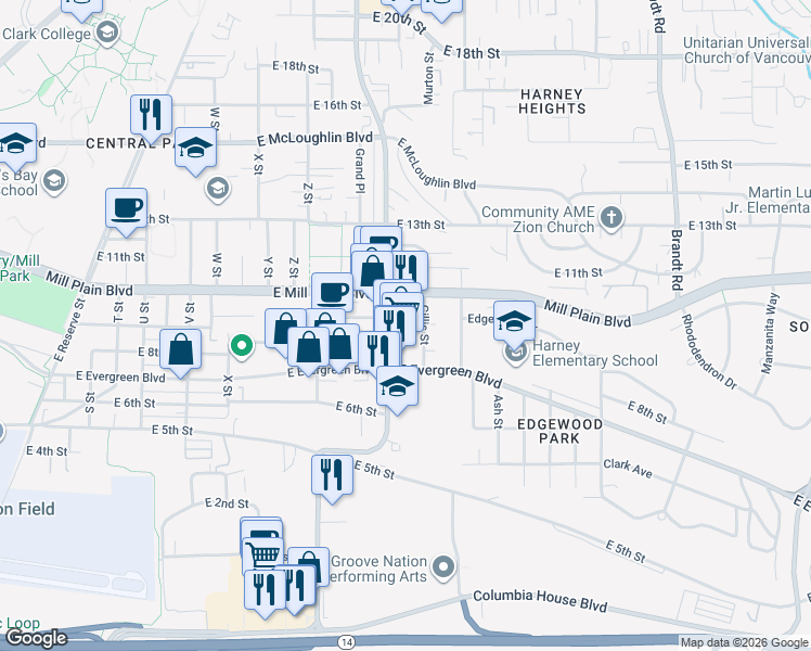 map of restaurants, bars, coffee shops, grocery stores, and more near 803 Grand Boulevard in Vancouver