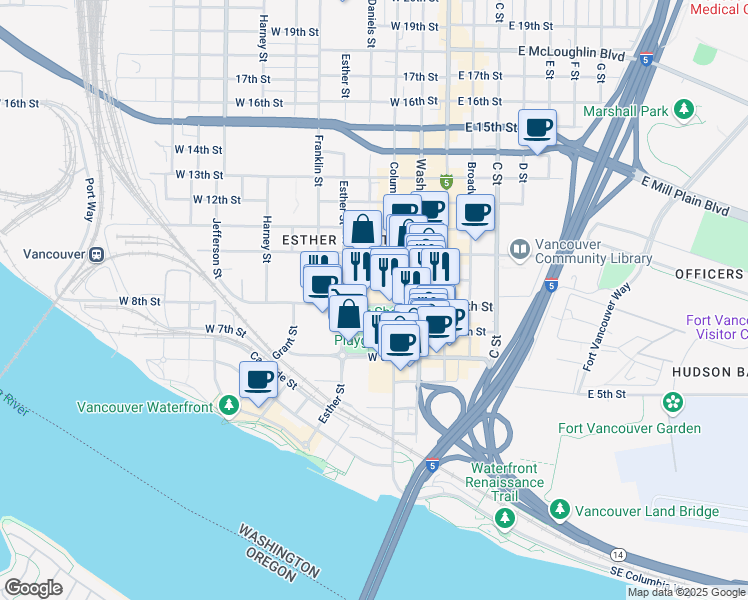 map of restaurants, bars, coffee shops, grocery stores, and more near 312 West 8th Street in Vancouver