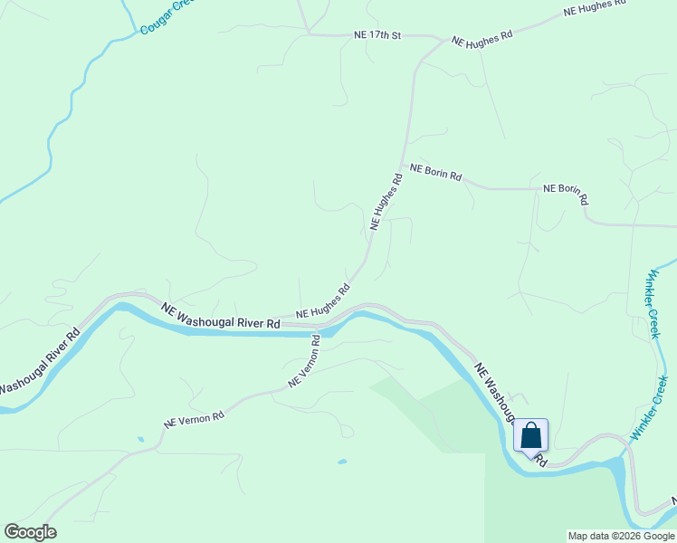 map of restaurants, bars, coffee shops, grocery stores, and more near 704 Northeast Hughes Road in Washougal