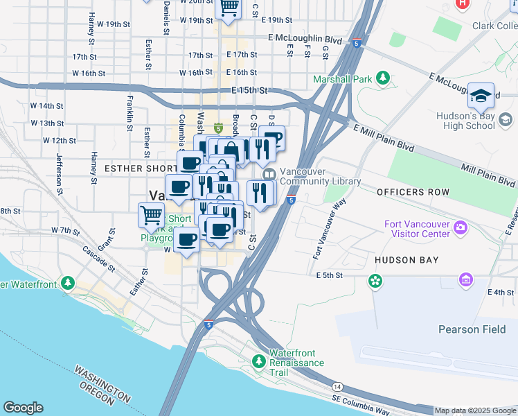 map of restaurants, bars, coffee shops, grocery stores, and more near 326 East 8th Street in Vancouver