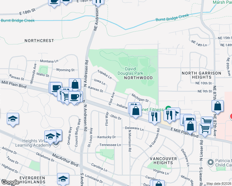 map of restaurants, bars, coffee shops, grocery stores, and more near 802 Flint Avenue in Vancouver