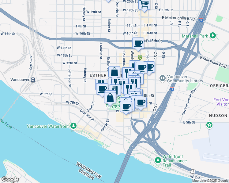 map of restaurants, bars, coffee shops, grocery stores, and more near 312 West 8th Street in Vancouver