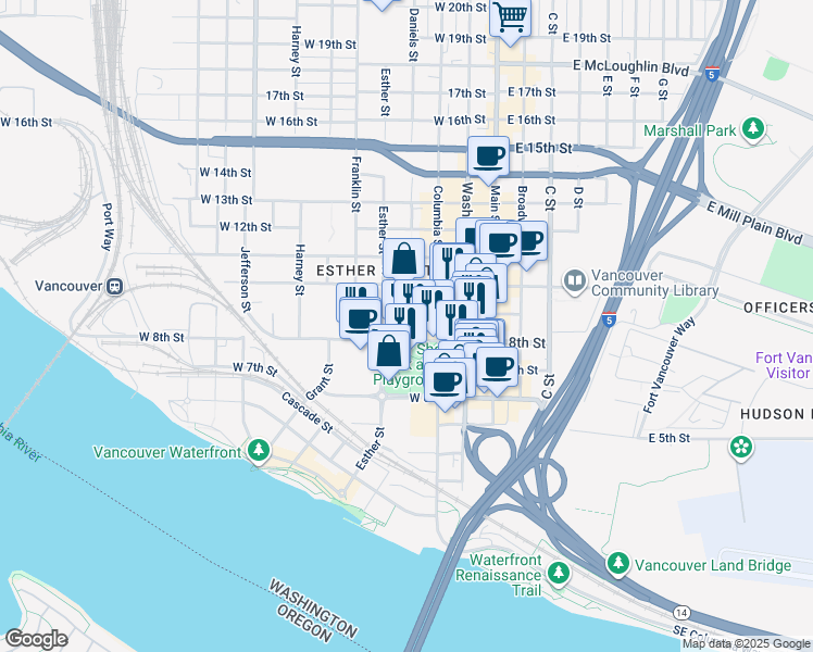 map of restaurants, bars, coffee shops, grocery stores, and more near 312 West 8th Street in Vancouver