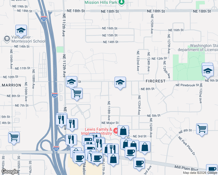 map of restaurants, bars, coffee shops, grocery stores, and more near 700 Northeast 118th Avenue in Vancouver