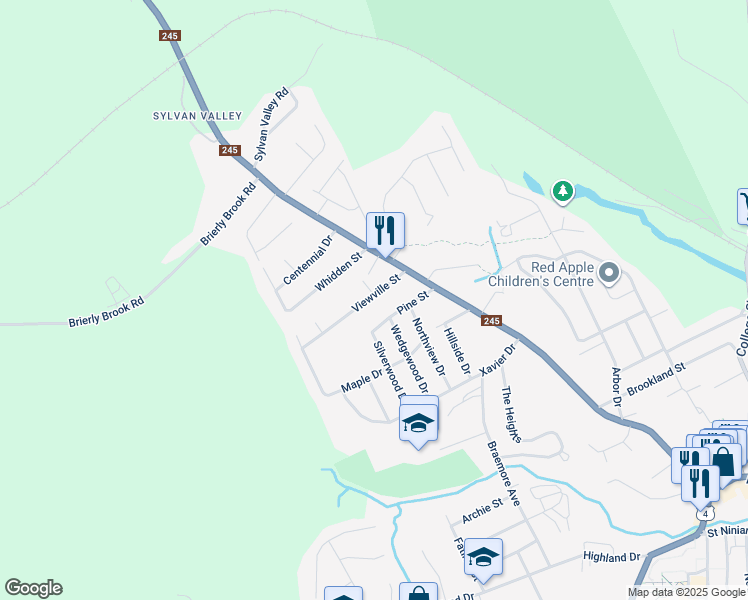 map of restaurants, bars, coffee shops, grocery stores, and more near 11 Viewville Street in Antigonish