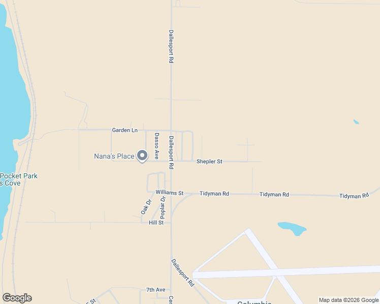 map of restaurants, bars, coffee shops, grocery stores, and more near 105 Shepler Street in Dallesport