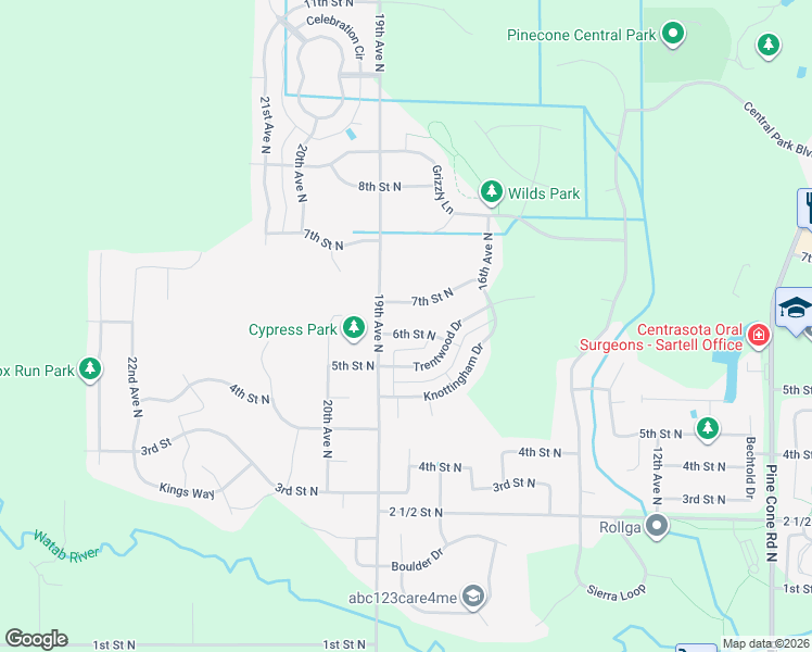 map of restaurants, bars, coffee shops, grocery stores, and more near 1813 7th Street North in Sartell