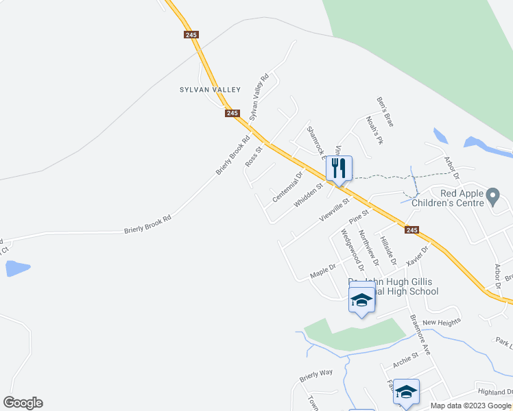 map of restaurants, bars, coffee shops, grocery stores, and more near 47 Whidden Street in Antigonish