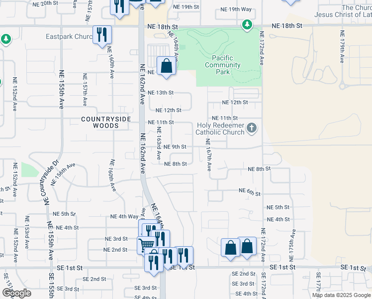 map of restaurants, bars, coffee shops, grocery stores, and more near 904 Northeast 166th Avenue in Vancouver
