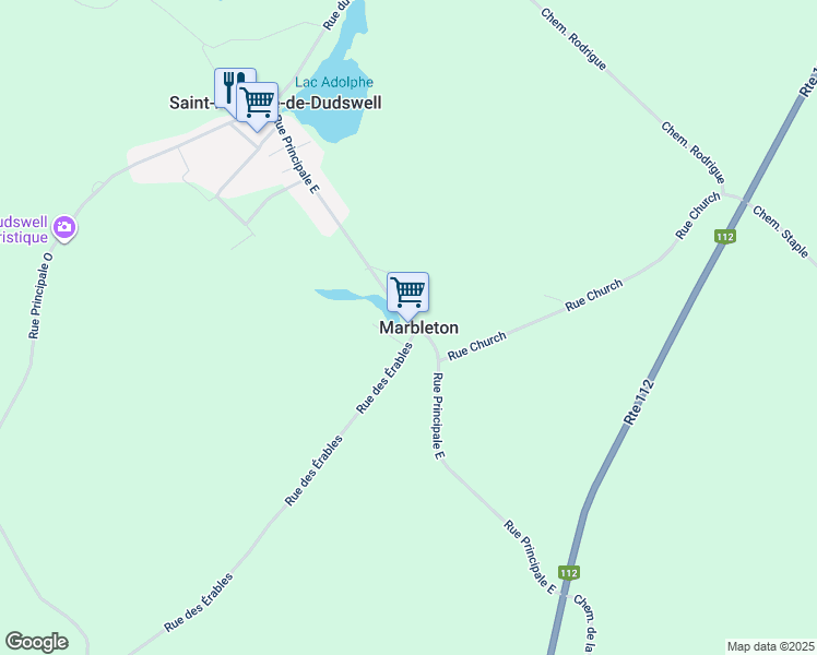 map of restaurants, bars, coffee shops, grocery stores, and more near 145 Rue Principale Est in Marbleton