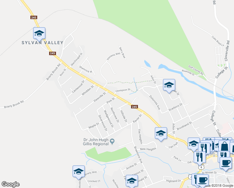 map of restaurants, bars, coffee shops, grocery stores, and more near 180 Hawthorne Street in Antigonish