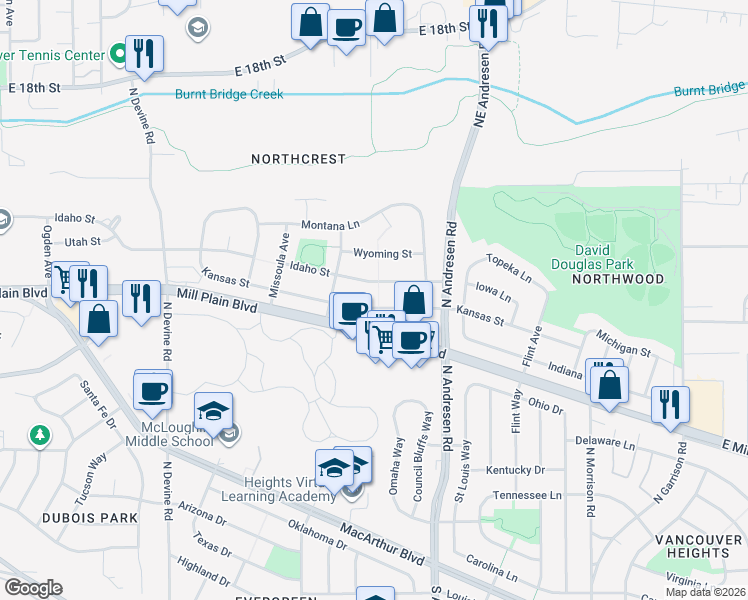 map of restaurants, bars, coffee shops, grocery stores, and more near 6510 Kansas Street in Vancouver