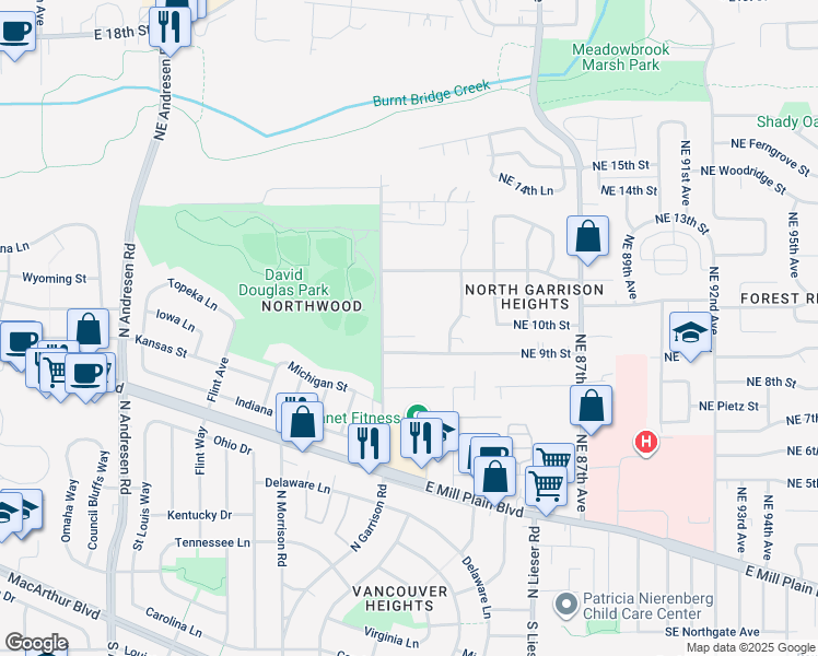 map of restaurants, bars, coffee shops, grocery stores, and more near 937 North Garrison Road in Vancouver