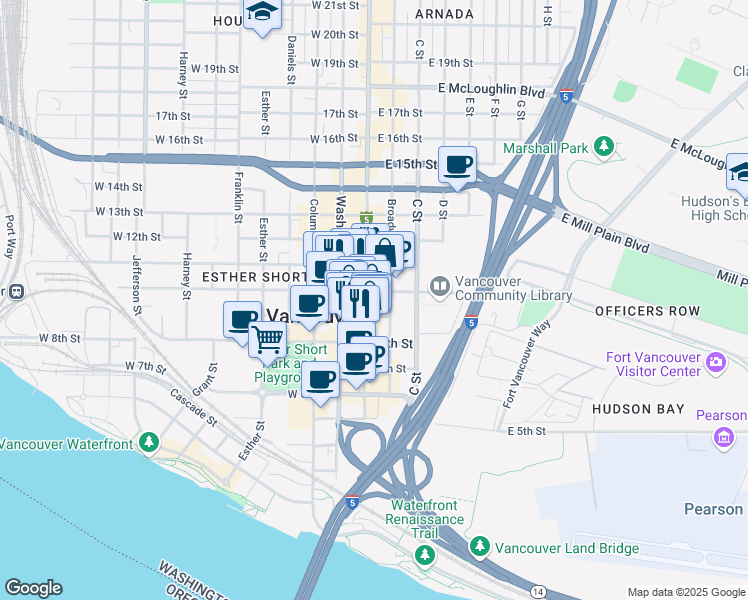 map of restaurants, bars, coffee shops, grocery stores, and more near 913 Main Street in Vancouver