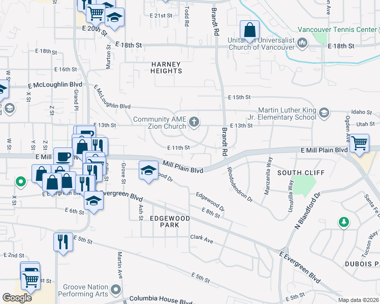 map of restaurants, bars, coffee shops, grocery stores, and more near 3603 East 11th Street in Vancouver
