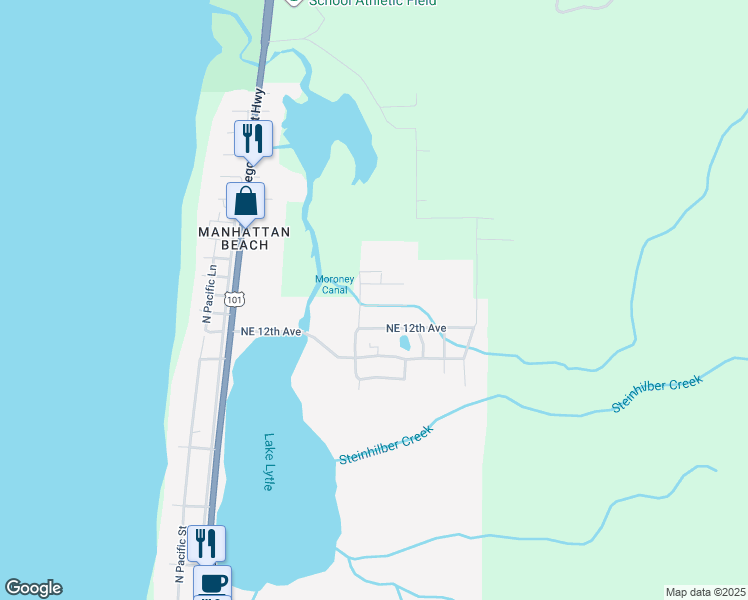 map of restaurants, bars, coffee shops, grocery stores, and more near 1022 Northeast 13th Avenue in Rockaway Beach