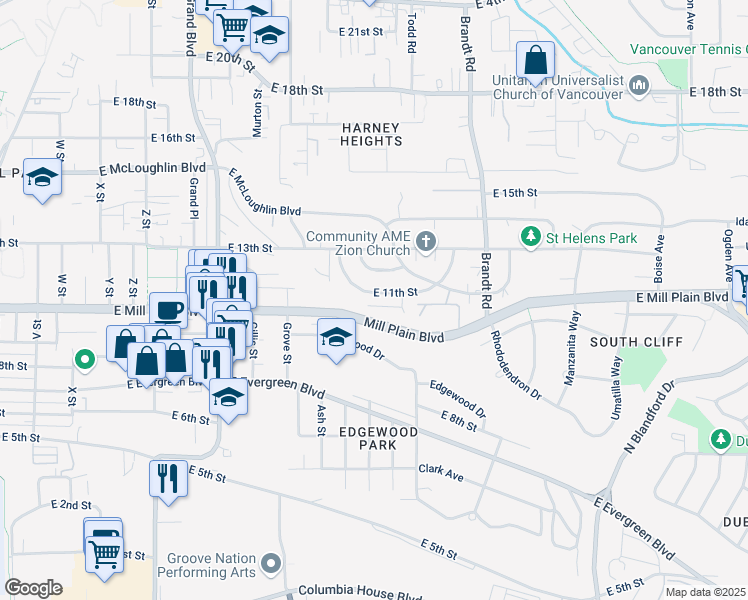 map of restaurants, bars, coffee shops, grocery stores, and more near 3413 East 11th Street in Vancouver