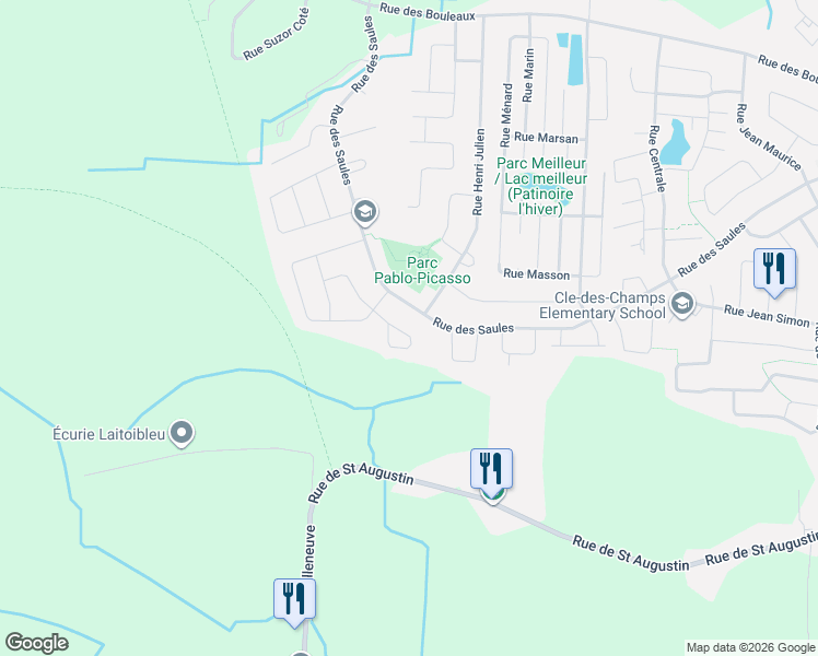 map of restaurants, bars, coffee shops, grocery stores, and more near 8045 Rue François Baillairgé in Mirabel