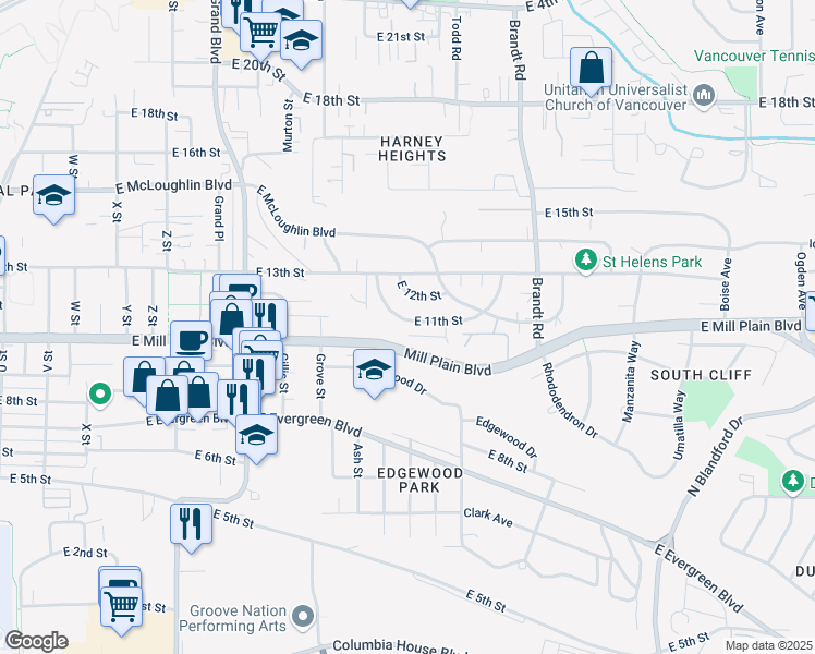 map of restaurants, bars, coffee shops, grocery stores, and more near 3413 East 11th Street in Vancouver