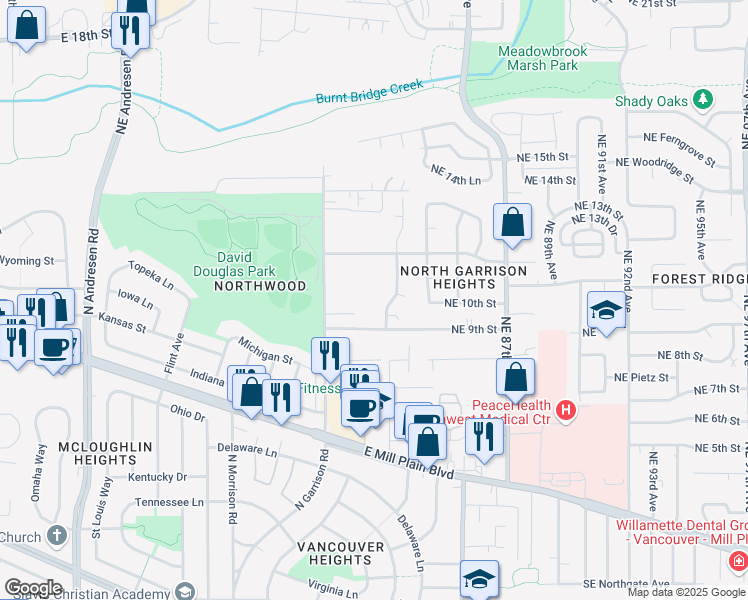 map of restaurants, bars, coffee shops, grocery stores, and more near 1000 Northeast 82nd Avenue in Vancouver