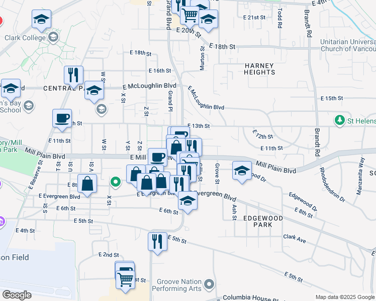 map of restaurants, bars, coffee shops, grocery stores, and more near in Vancouver