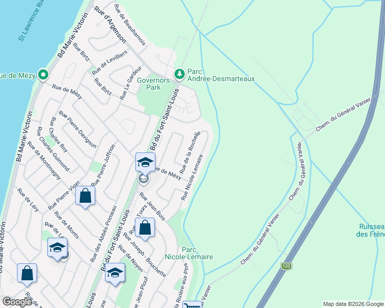 map of restaurants, bars, coffee shops, grocery stores, and more near 946 Rue de la Rochelle in Boucherville