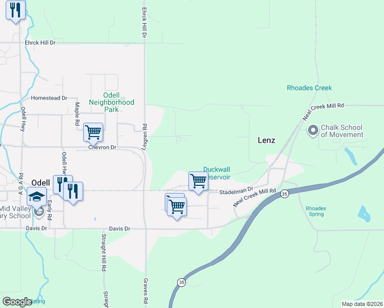 map of restaurants, bars, coffee shops, grocery stores, and more near 3257 Lingren Road in Hood River