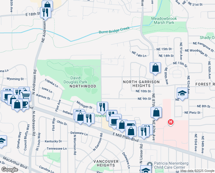 map of restaurants, bars, coffee shops, grocery stores, and more near 937 North Garrison Road in Vancouver