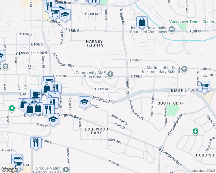 map of restaurants, bars, coffee shops, grocery stores, and more near 3603 East 11th Street in Vancouver