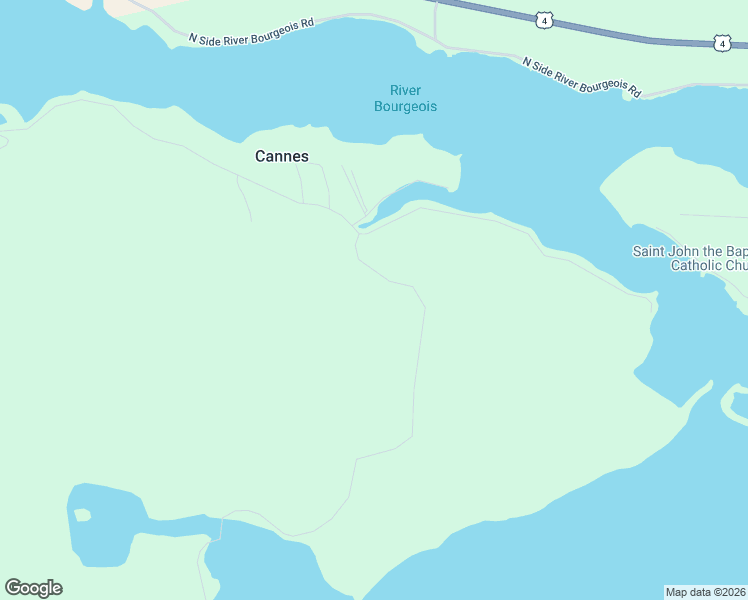 map of restaurants, bars, coffee shops, grocery stores, and more near 46-66 South Side River Bourgeois Road in River Bourgeois