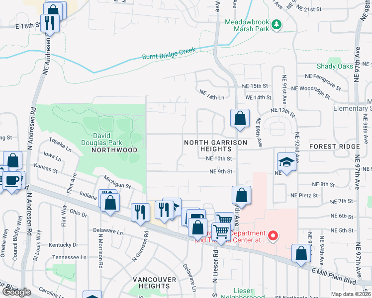 map of restaurants, bars, coffee shops, grocery stores, and more near 920 Northeast 84th Avenue in Vancouver