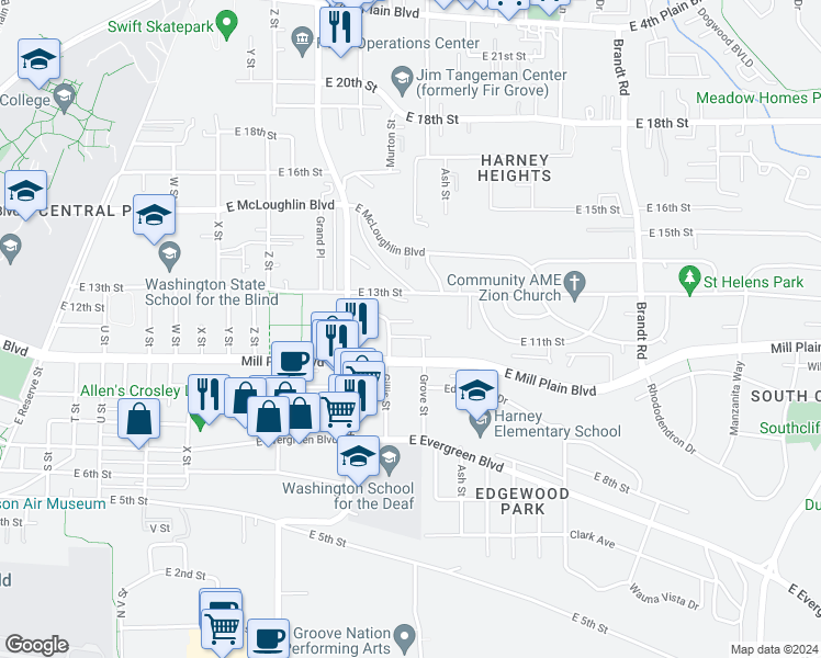 map of restaurants, bars, coffee shops, grocery stores, and more near 3115 East 12th Street in Vancouver
